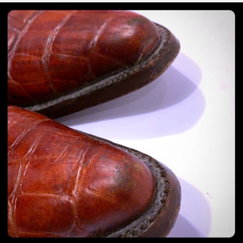 VTG Croc Embossed Brown Boots. Size: 8.5 - Picture 6 of 8
